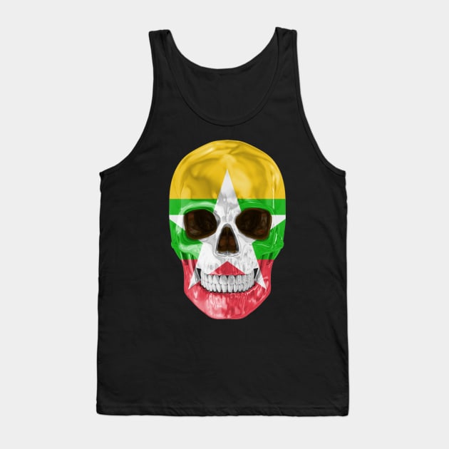 Myanmar Flag Skull - Gift for Burmese With Roots From Myanmar Tank Top by Country Flags